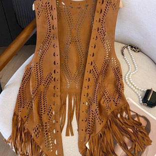 Fringe Detail Sleeveless Vest