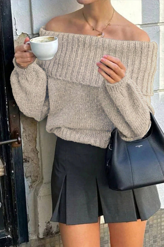 Off-Shoulder Knit Sweater