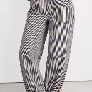 Stripe Drawstring Elastic Waist Pants