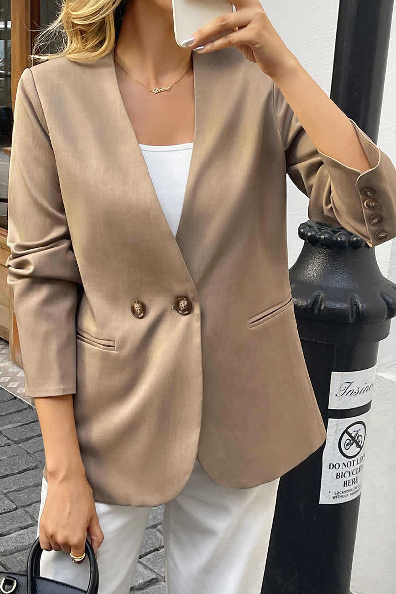 Tailored Double-Breasted Casual Blazer