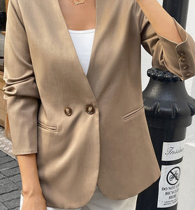 Tailored Double-Breasted Casual Blazer