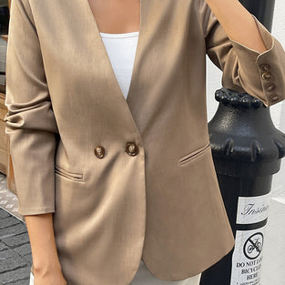 Tailored Double-Breasted Casual Blazer