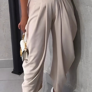 Pleated Hem Draped Casual Pants