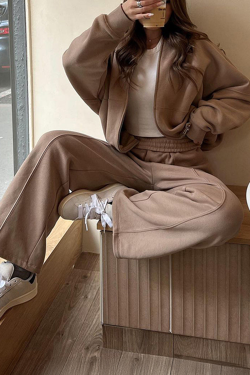 Casual Relaxed Fit Pants Set