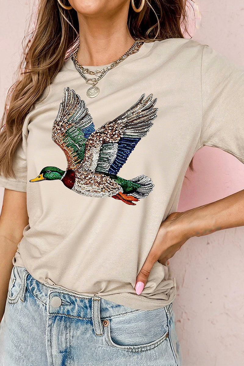Flying Mallard Print Crew Neck T Shirt