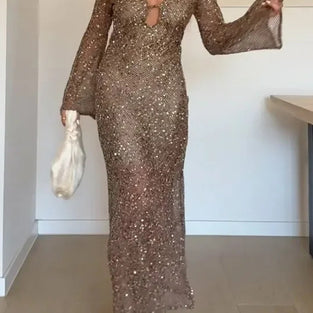 Glitter V-Neck Casual Sequin Dress