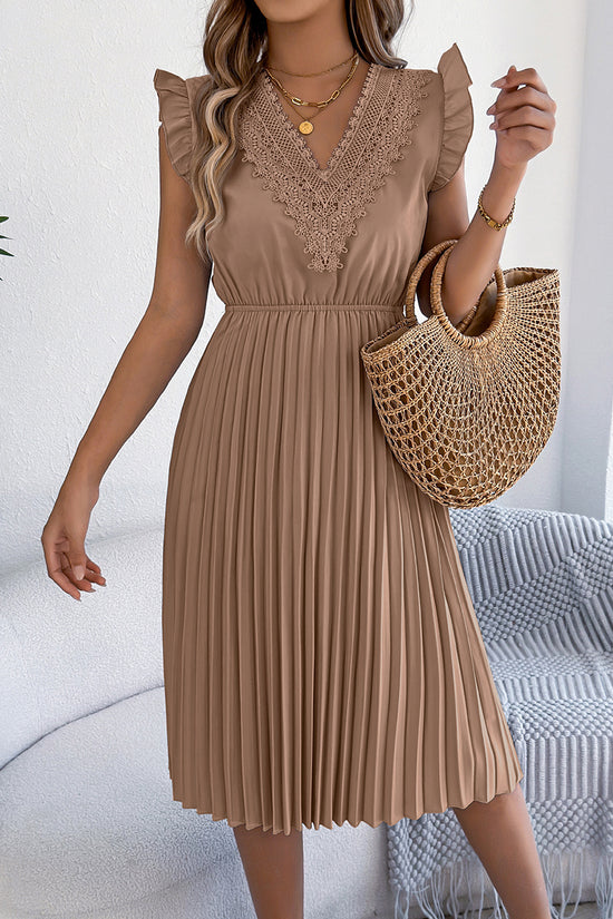 V-Neck Flutter Sleeve Casual Dress