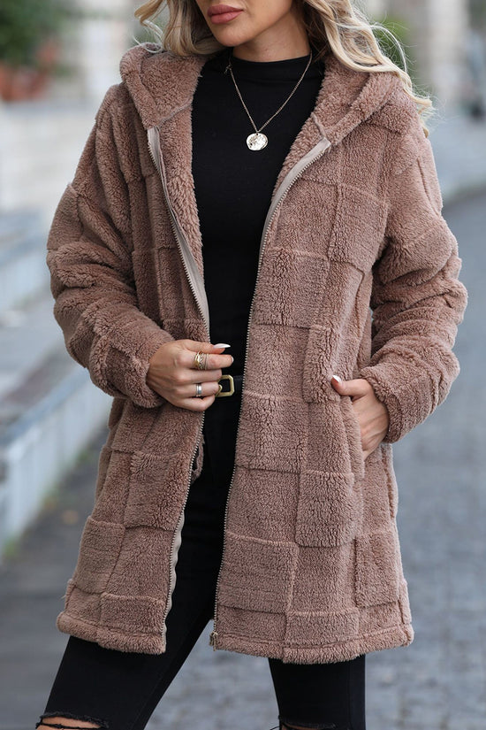 Cozy Hooded Checkered Jacket