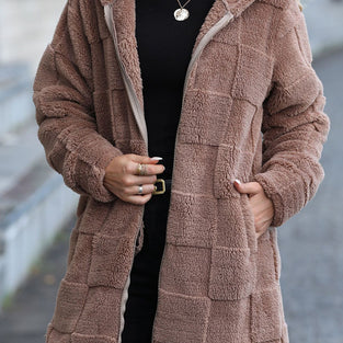 Cozy Hooded Checkered Jacket