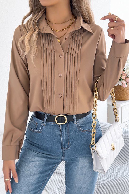 Pleated Long Sleeve Blouse