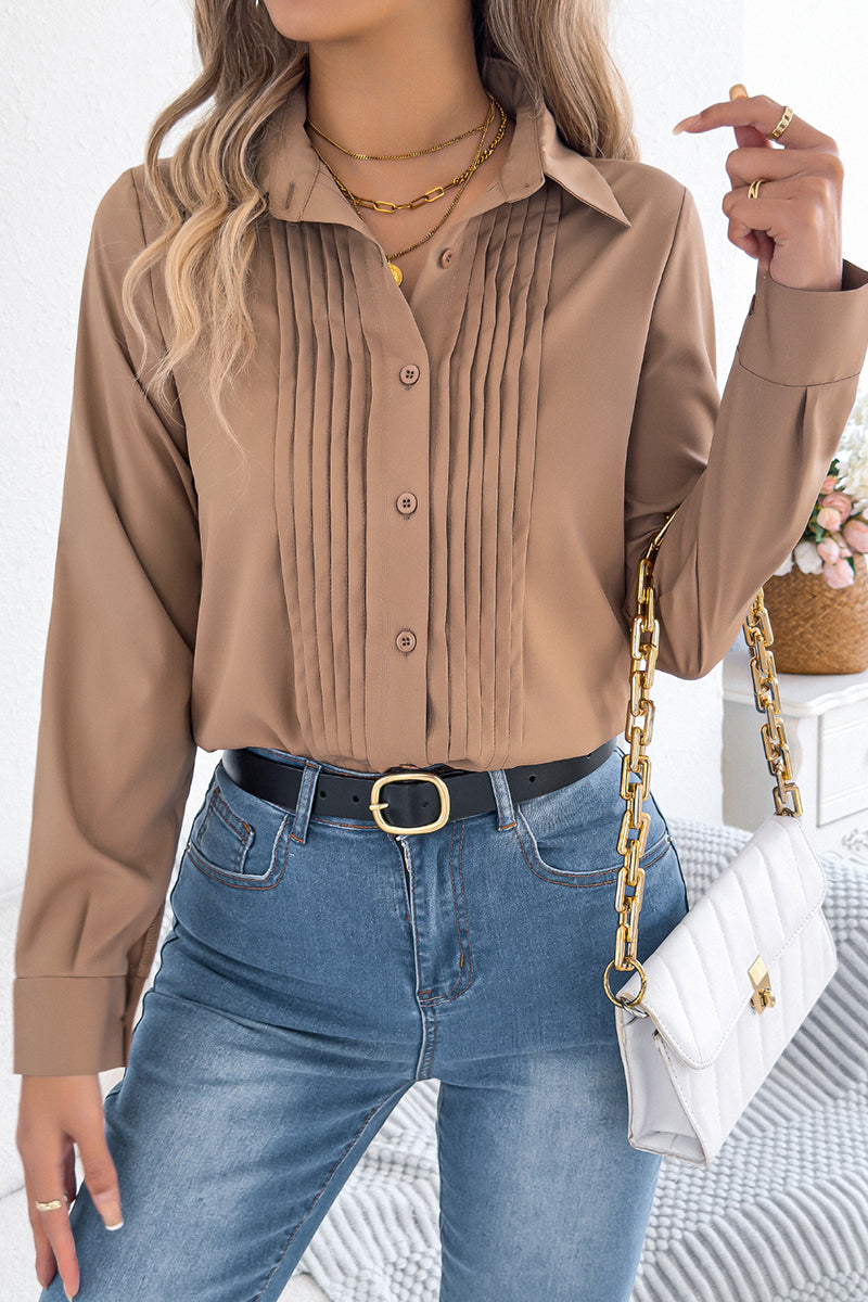 Pleated Long Sleeve Blouse
