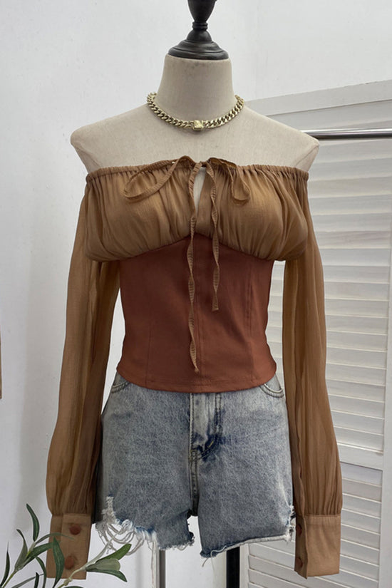 Off-Shoulder Long Sleeve Blouse