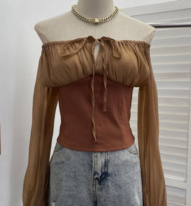 Off-Shoulder Long Sleeve Blouse