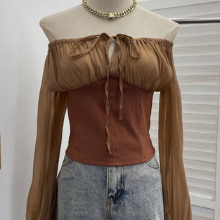 Off-Shoulder Long Sleeve Blouse