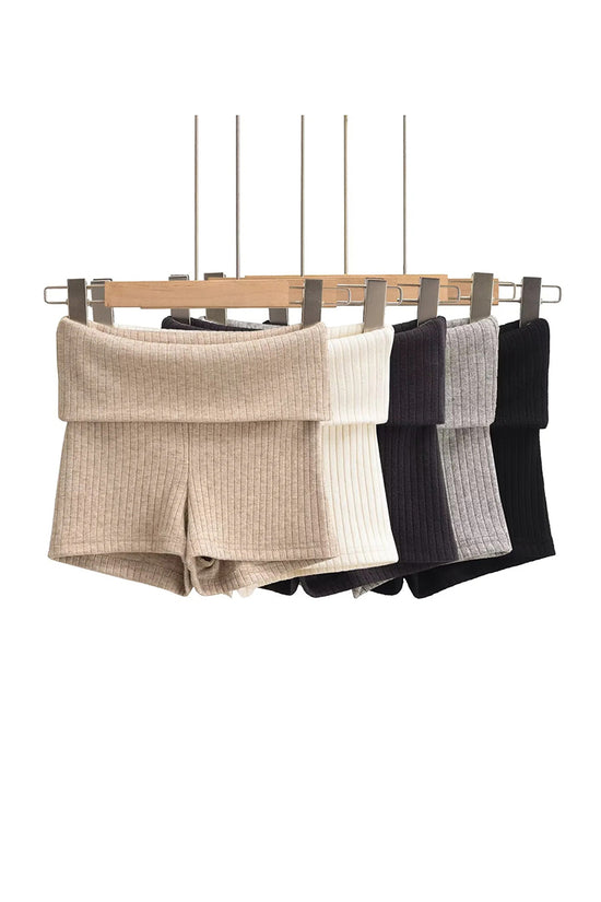 Foldover Casual Knit Shorts