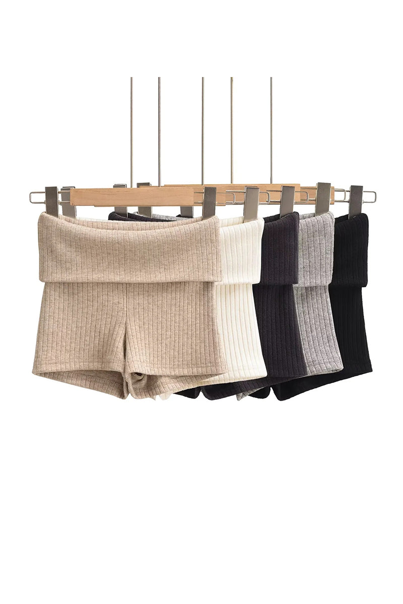 Foldover Casual Knit Shorts