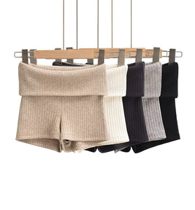 Foldover Casual Knit Shorts