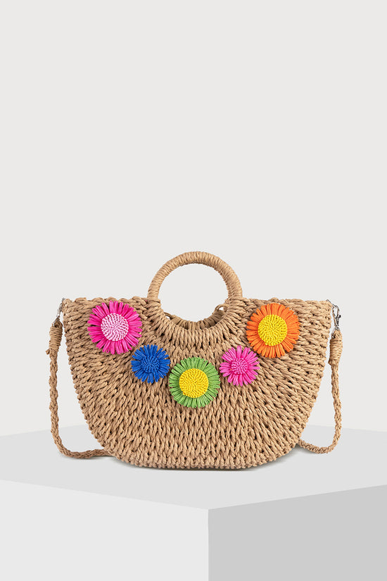 Vibrant Floral Straw Handbag