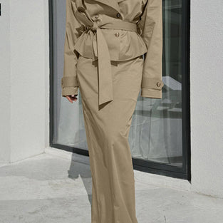 Elegant Trench Coat Skirt Set