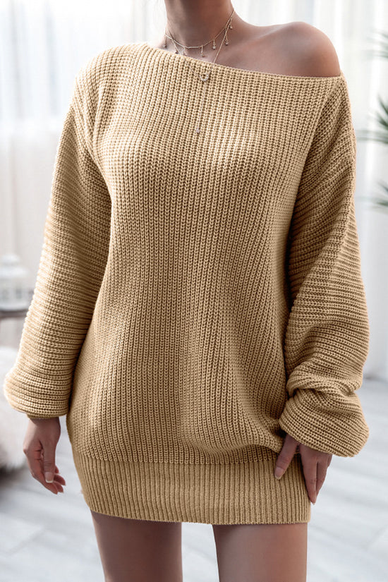 Off-Shoulder Knit Casual Dress