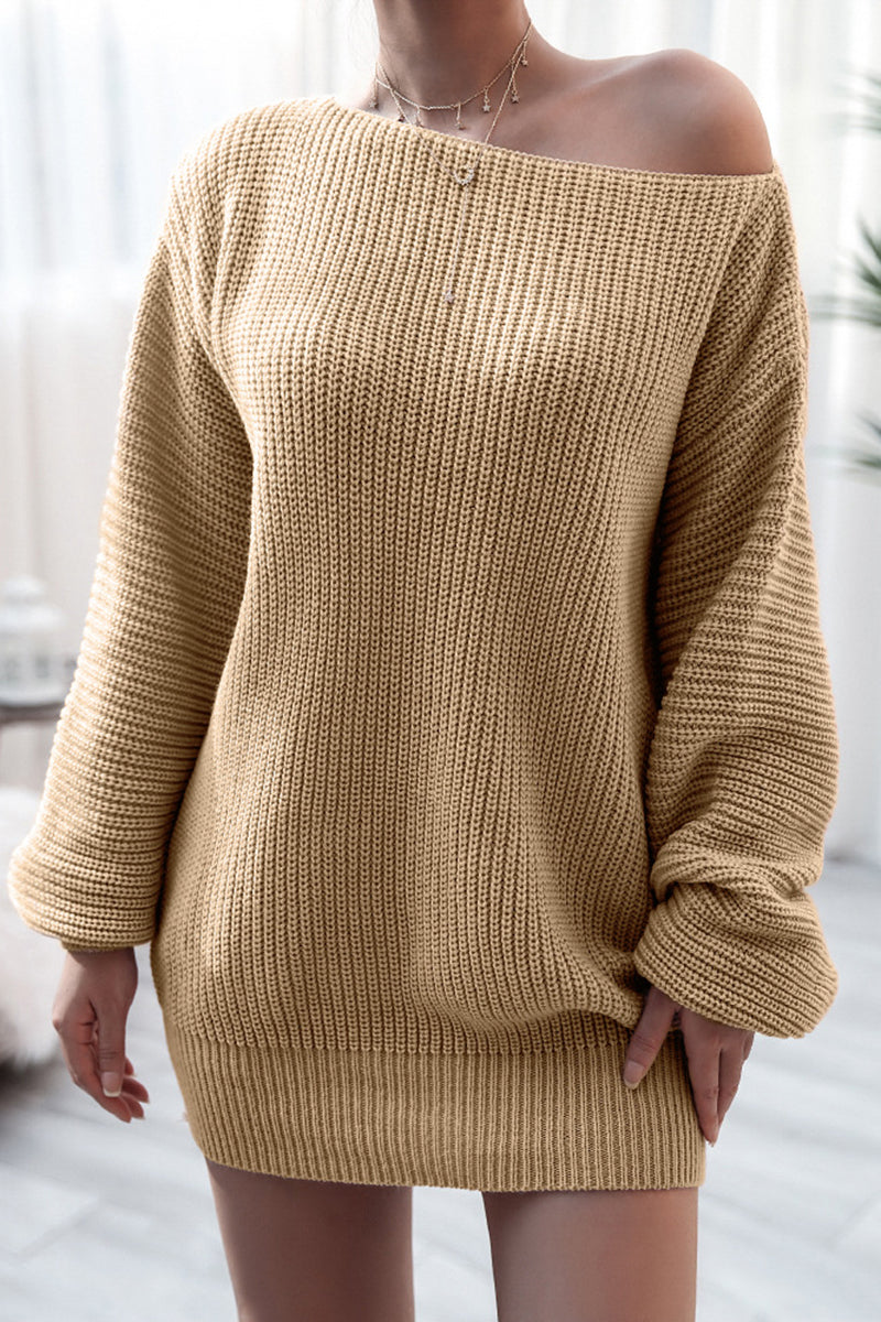 Off-Shoulder Knit Casual Dress