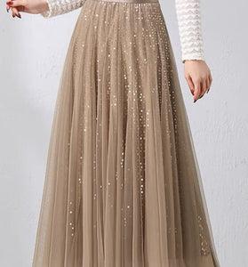Sequined Elegant Midi Skirt