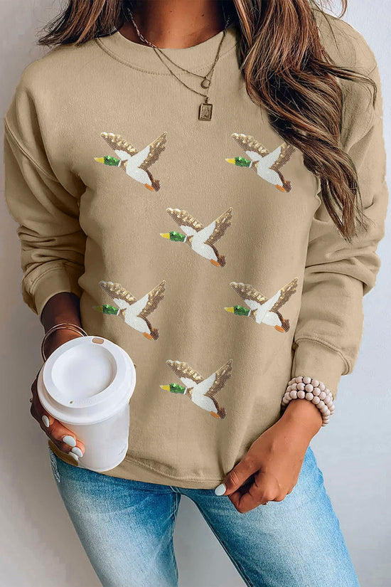 Sequin Mallard Graphic Pullover Sweatshirt