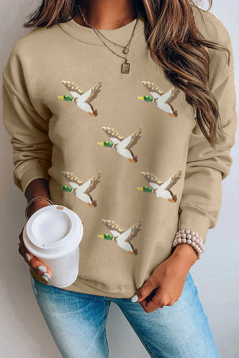 Sequin Mallard Graphic Pullover Sweatshirt