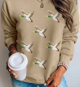 Sequin Mallard Graphic Pullover Sweatshirt