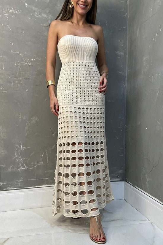 Strapless Hollow-Out Maxi Dress