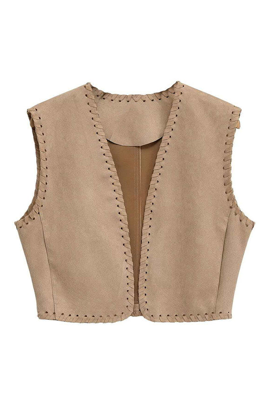 Whipstitch Detail Sleeveless Vest