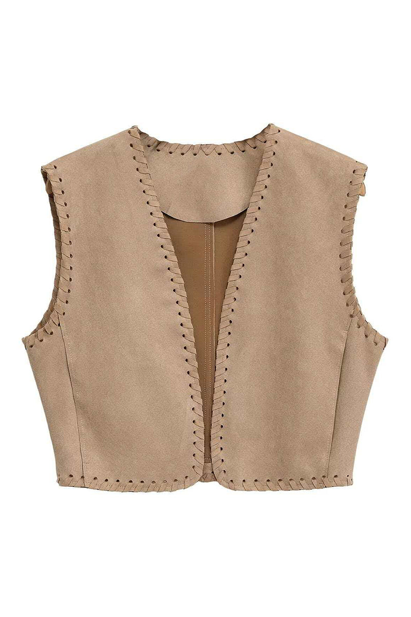 Whipstitch Detail Sleeveless Vest