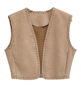 Whipstitch Detail Sleeveless Vest