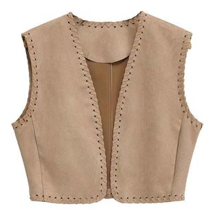Whipstitch Detail Sleeveless Vest