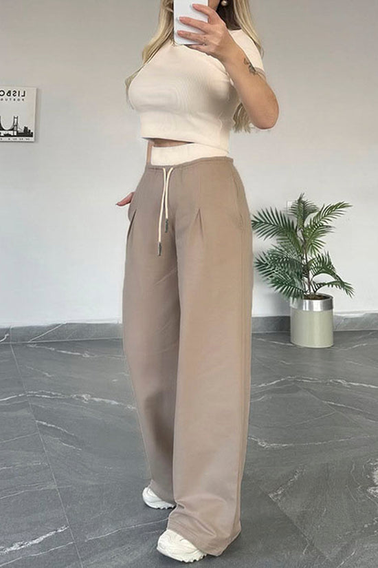 Chic Crop Top and Wide Leg Pants Set