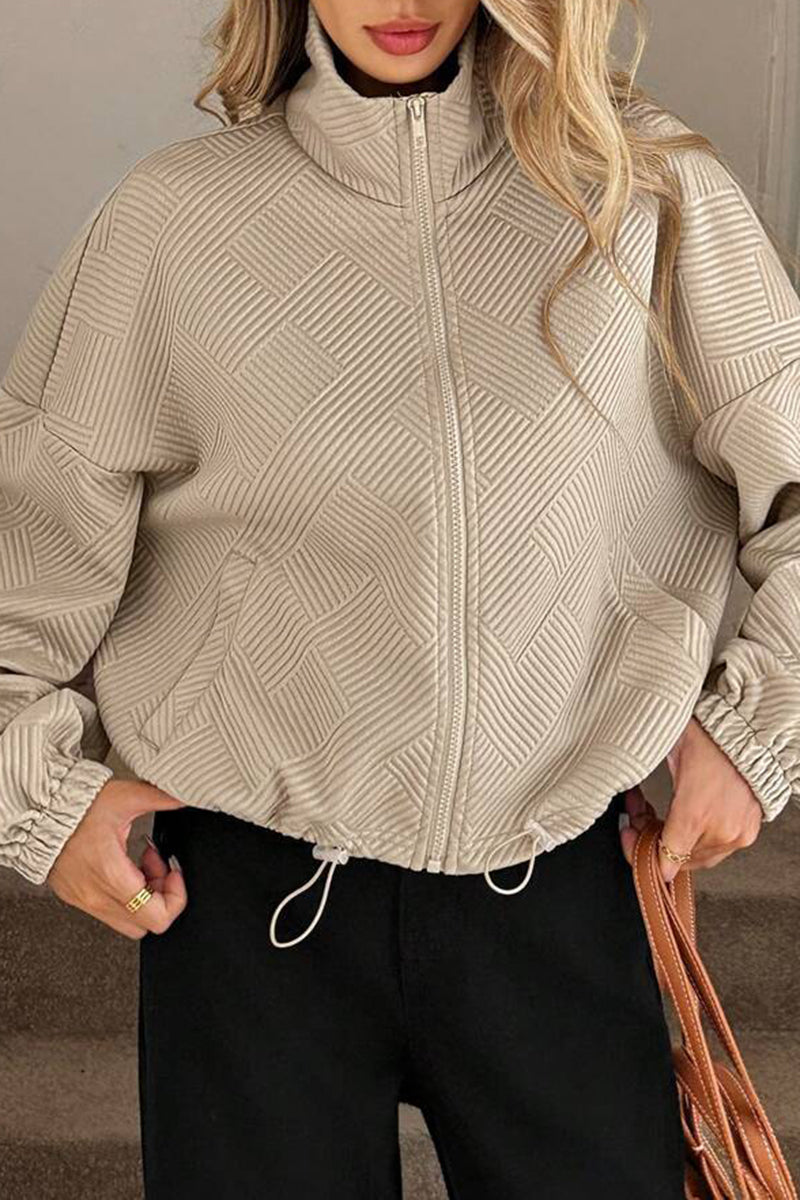 Textured Zip-Up Casual Jacket