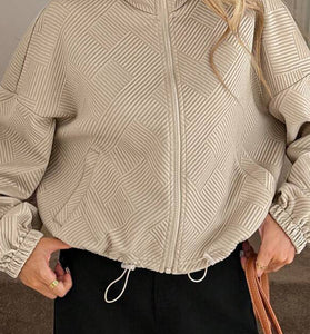 Textured Zip-Up Casual Jacket