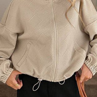 Textured Zip-Up Casual Jacket