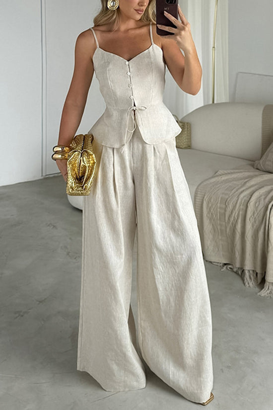 Elegant Sleeveless Peplum Pants Set
