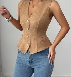 Elegant Button-Up Sleeveless Vest