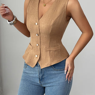 Elegant Button-Up Sleeveless Vest