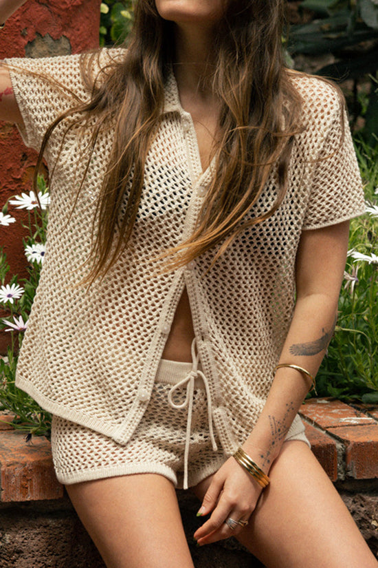 Mesh Knit Short Sleeve Set