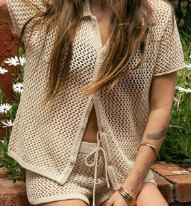 Mesh Knit Short Sleeve Set