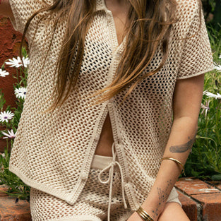 Mesh Knit Short Sleeve Set