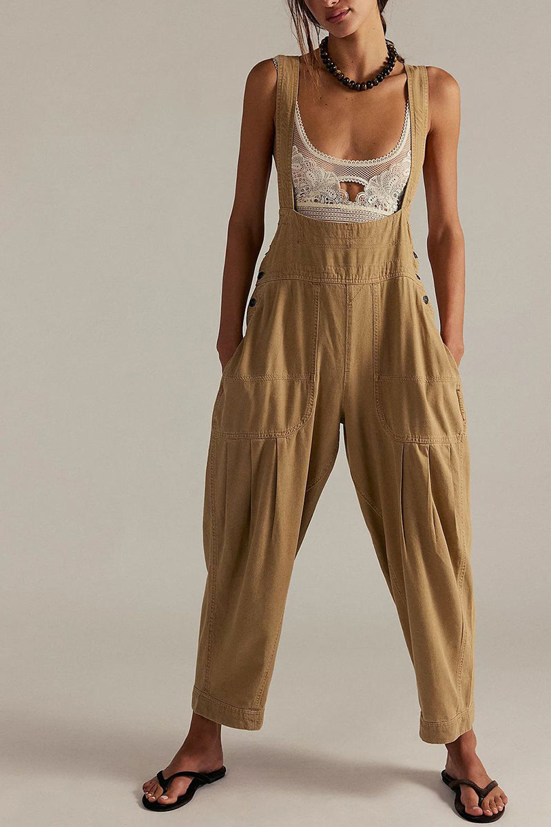 Casual Buttoned Overall Jumpsuit