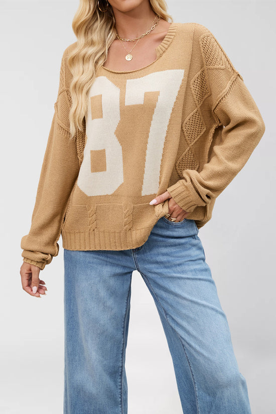 Oversized Number Knit Sweater
