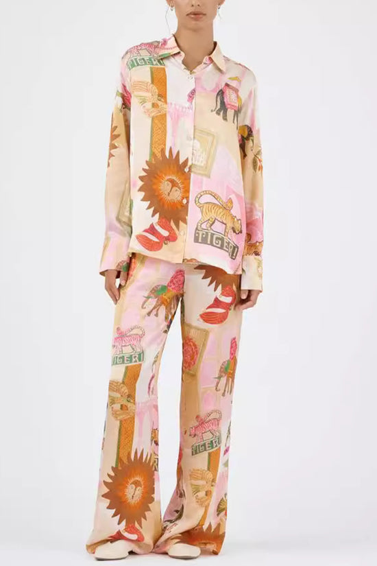Abstract Print Relaxed Pants Set
