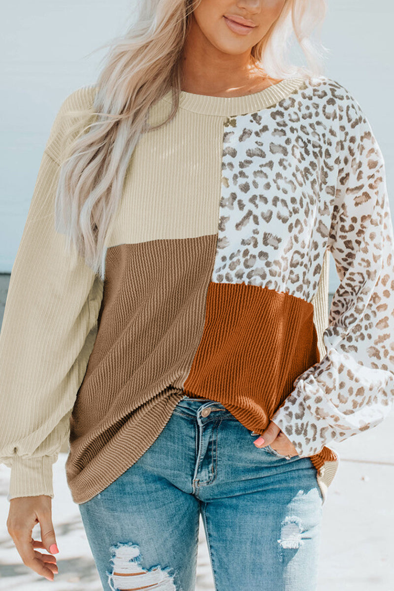 Patchwork Leopard Long Sleeve Top