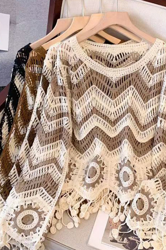 Zigzag Pattern Fringed Sweater