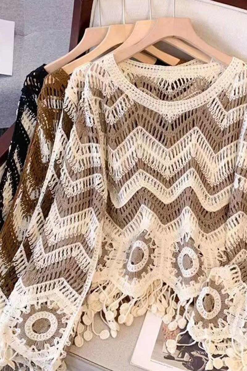 Zigzag Pattern Fringed Sweater